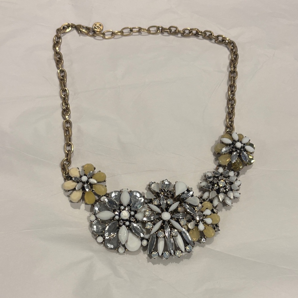 LOFT Floral Necklace in Gold, Silver, and Cream